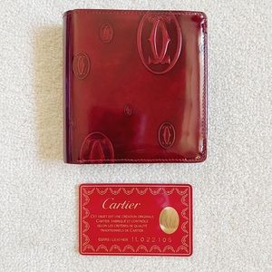 Cartier Burgundy Patent Leather Bifold Wallet